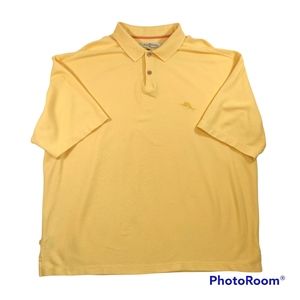 Tommy Bahama Short Sleeve Polo Marlin Logo Yellow Mens XXL Pima Cotton